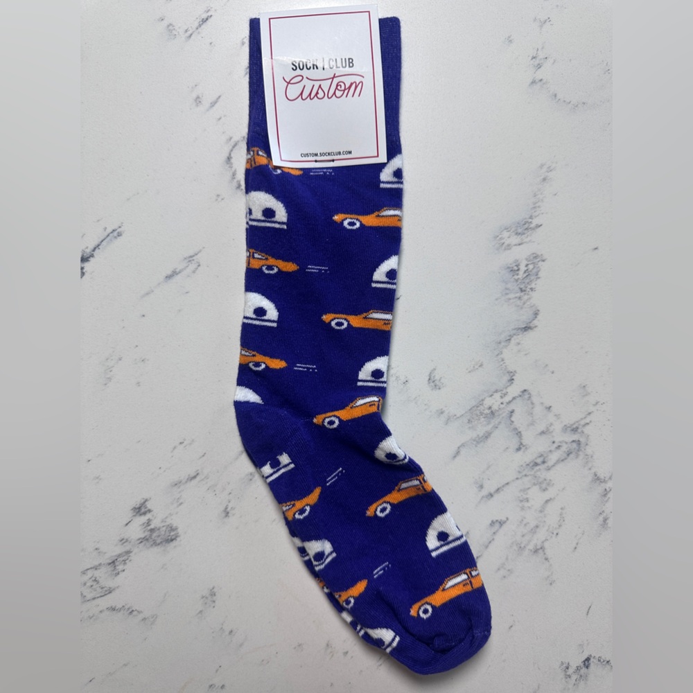 NWT Blue and Orange Car Pattern Men's Socks